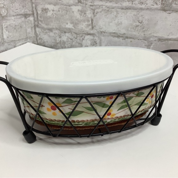 Lot of 2 Temptations Old World Green Small Baking Dishes Oval Rectangular Rack